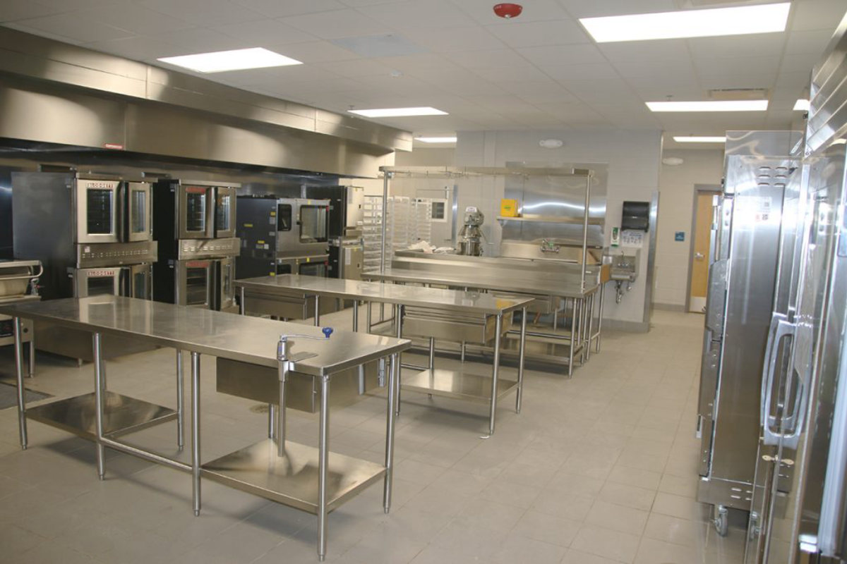 Commercial kitchen power and equipment connections at Paragon Mills Elementary