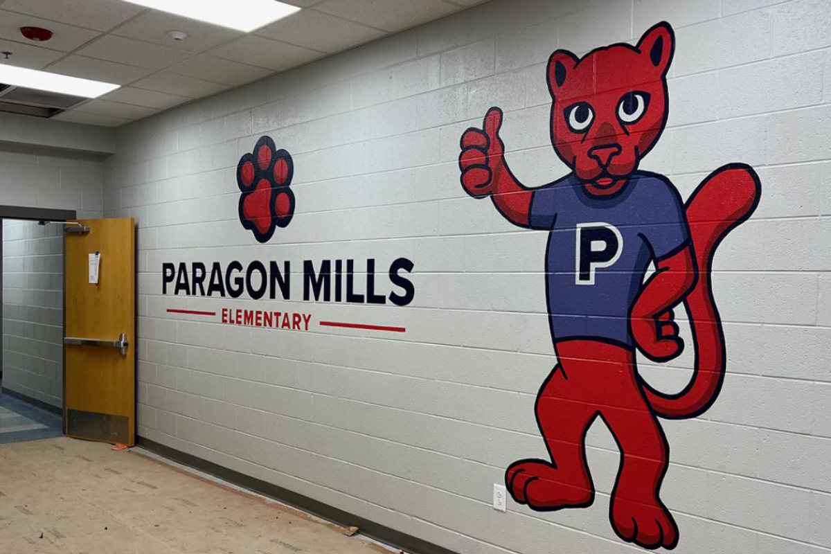 Completed corridor at Paragon Mills Elementary School in Nashville