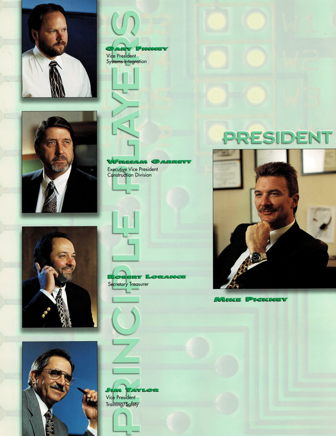 Amprite's principal players in the late 1990s, including Mike Pickney, Robert Lorance, and Gary Finney