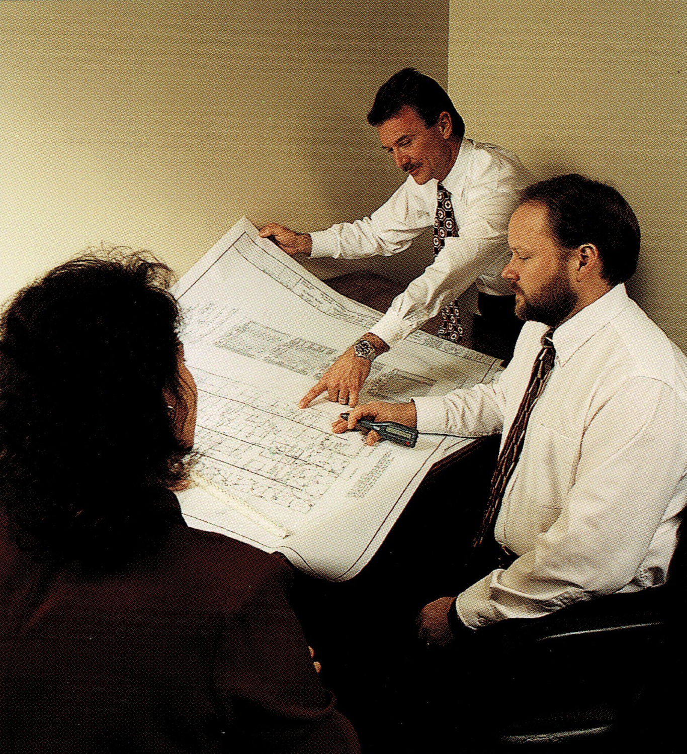 Tina, Mike Pickney, and Gary Finney at Amprite, 1999