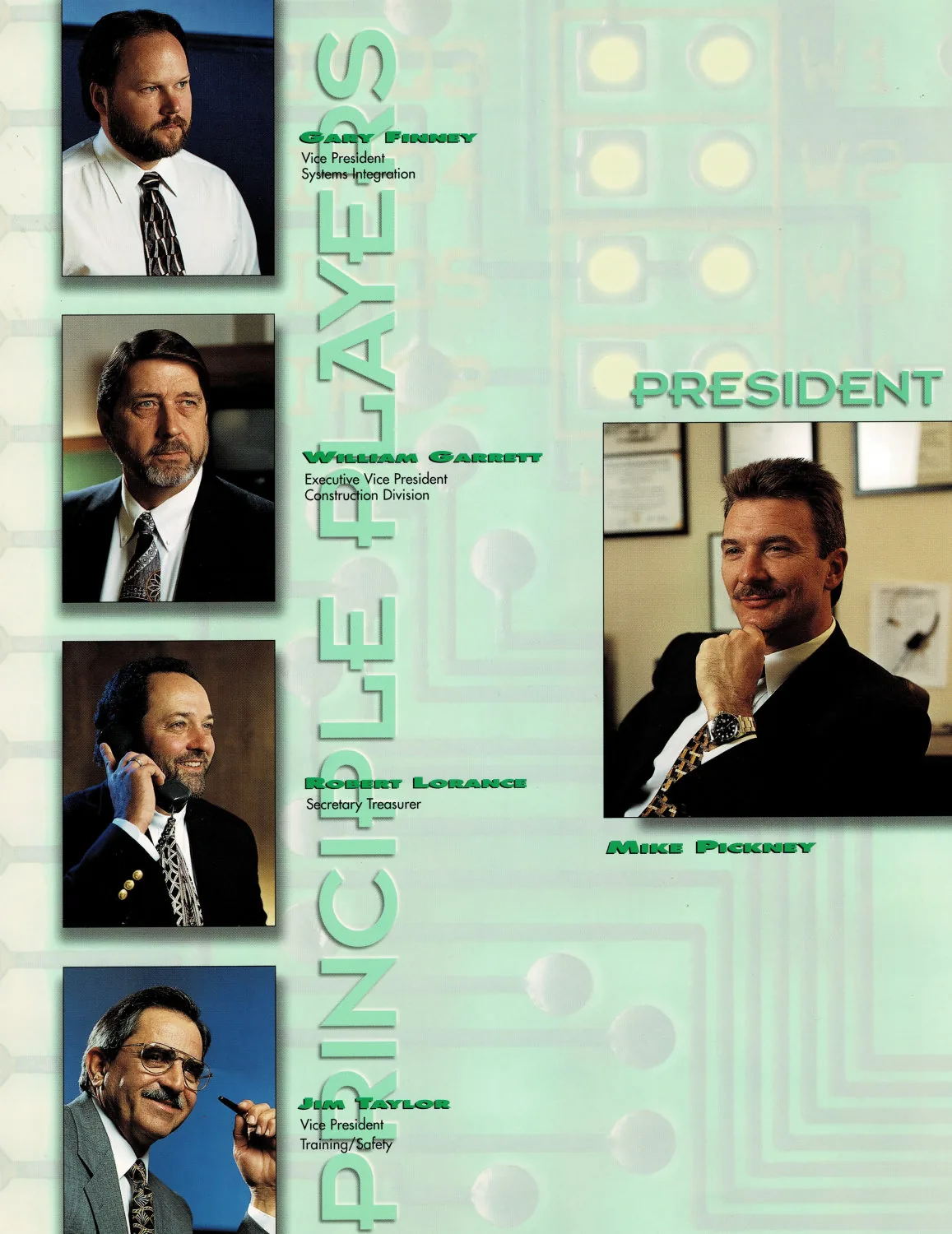 Amprite's principal players in the late 1990s, including Mike Pickney, Robert Lorance, and Gary Finney